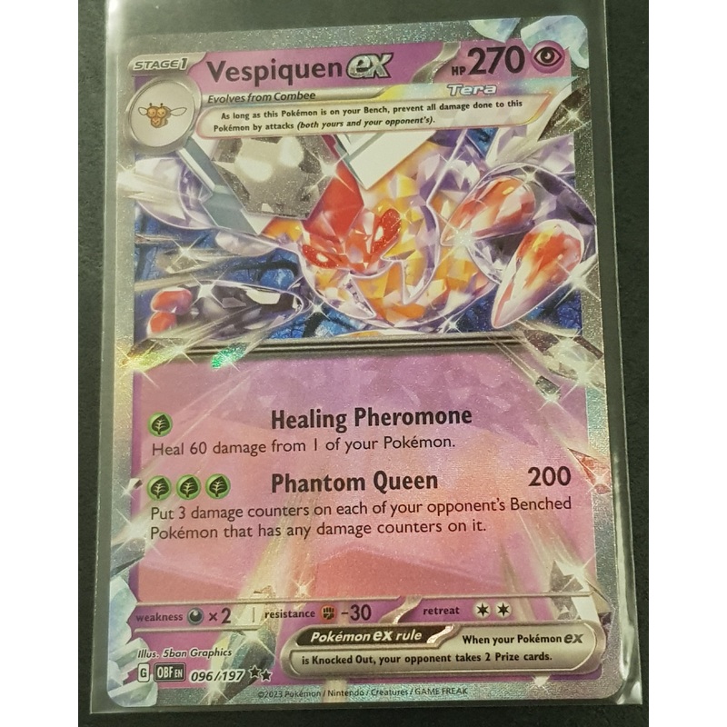 Pokemon Scarlet and Violet Obsidian Flames Vespiquen Ex #096/197 Holo Trading Card