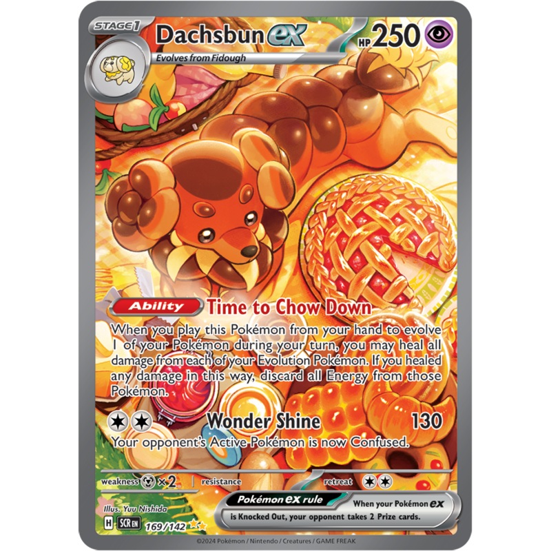 Pokemon Scarlet and Violet Stellar Crown Dachsbun Ex #169/142 Special Illustration Rare Holo Trading Card