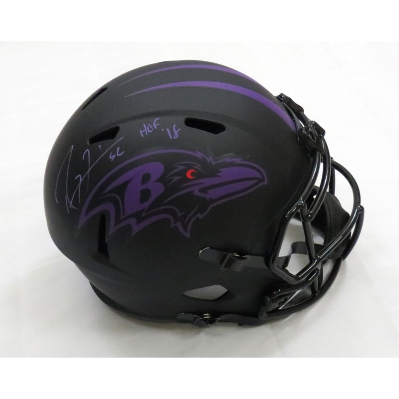 Ray Lewis Autographed Baltimore Ravens Eclipse Replica Helmet W/ HOF 18 Beckett