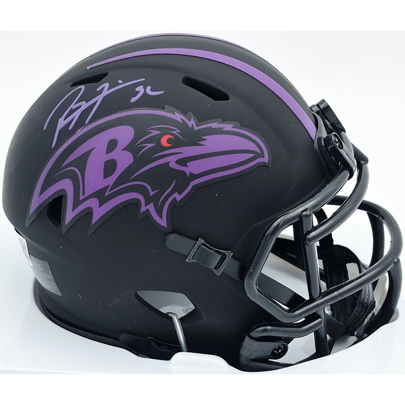 Ray Lewis Autographed Ravens Eclipse Black Speed Mini Helmet Beckett WS48644