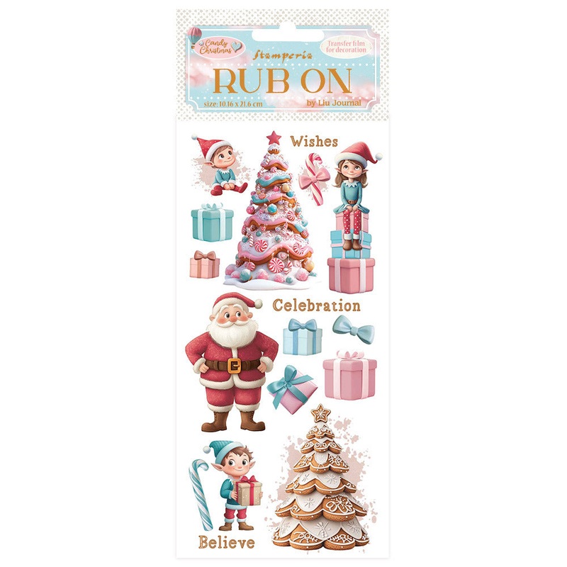 Stamperia Rub-on, Candy Christmas – Santa Claus