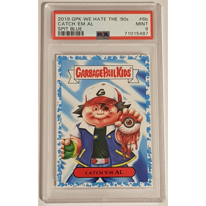 2019 Topps Garbage Pail Kids We Hate the ’90s Catch ‘Em AL #6b Spit Blue Parallel /99 PSA 9 Trading Card