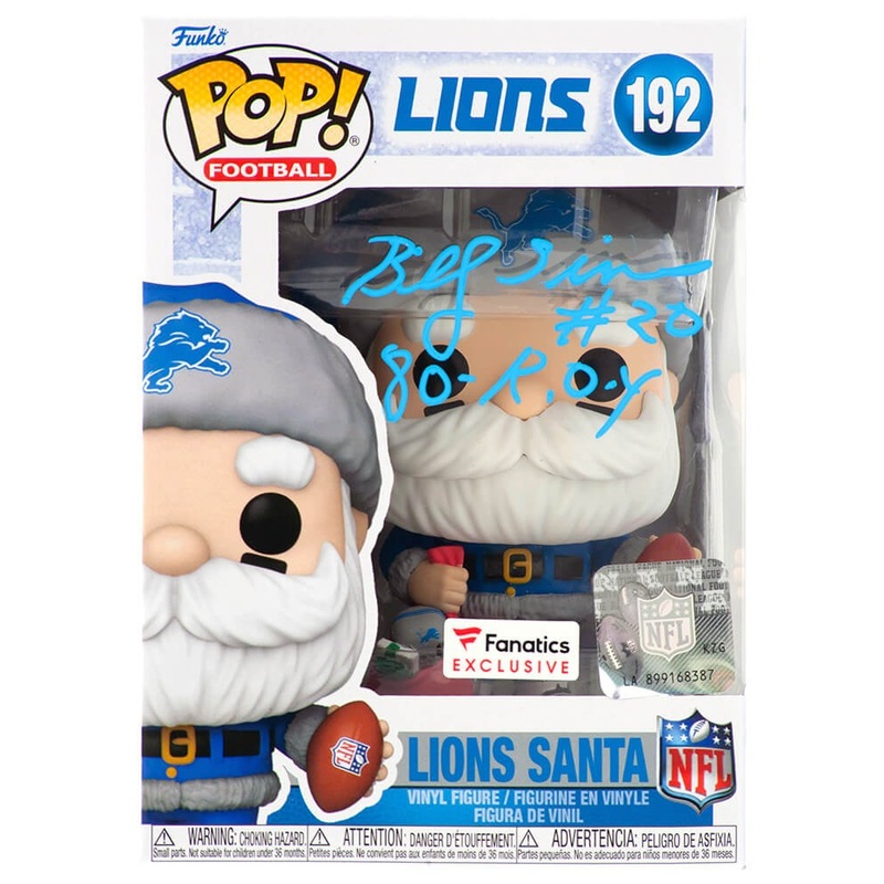 Billy Sims Signed Lions SANTA Funko Pop Doll #192 w/80 ROY – (SCHWARTZ COA)