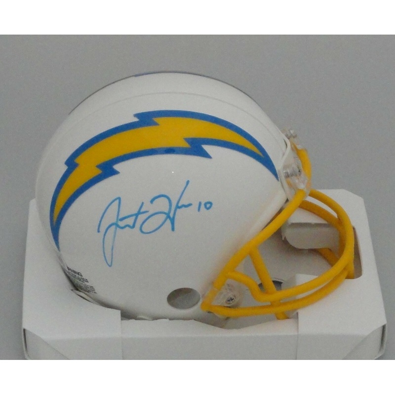 Chargers Quarterback JUSTIN HERBERT Signed Riddell VSR4 Mini Helmet AUTO – BAS