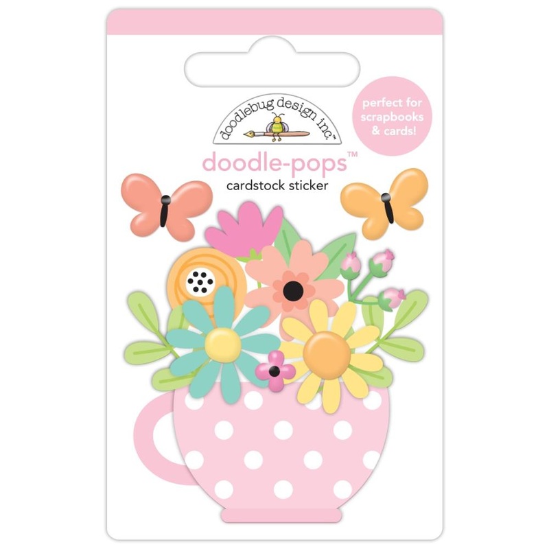 Doodlebug Doodle-Pops 3D Stickers – Cup Of Cheer, Butterfly Kisses