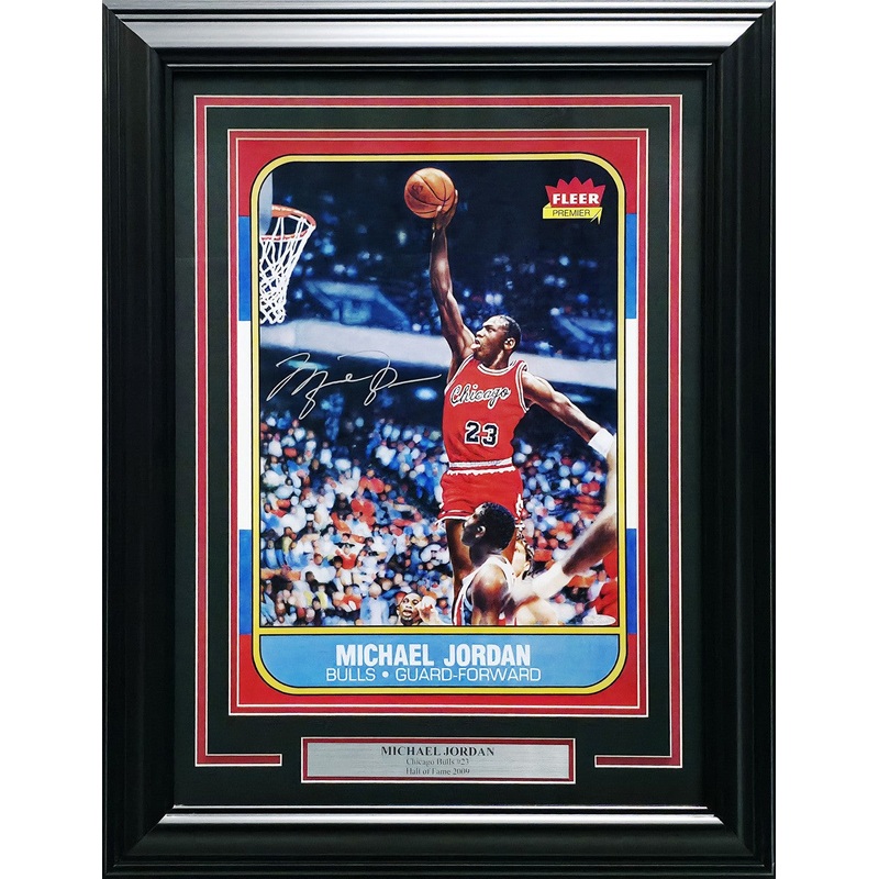 Michael Jordan Autographed Framed 1986 Fleer RC Blow Up Poster UDA BAM307261