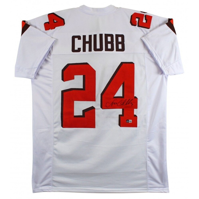 Nick Chubb Signed Browns #24 Jersey (Beckett) Cleveland’s 2nd Round Pick 2018