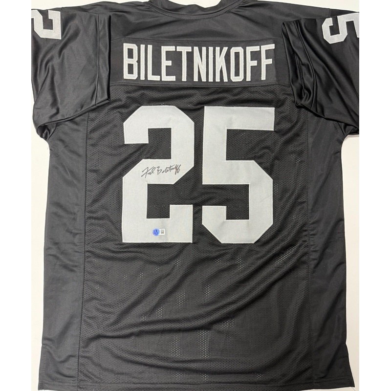 Oakland Raiders HOFer FRED BILETNIKOFF Signed Custom Replica Black Jersey – BAS