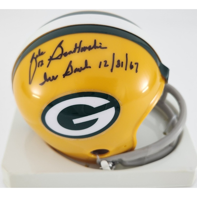Packers ZEKE BRATKOWSKI Signed 2 BAR Mini Helmet AUTO w/ Ice Bowl 12/31/67