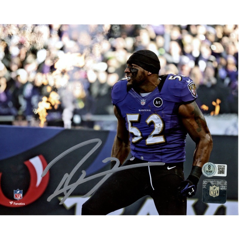 Ray Lewis Autographed/Signed Baltimore Ravens 8×10 Photo Beckett Witness 51050