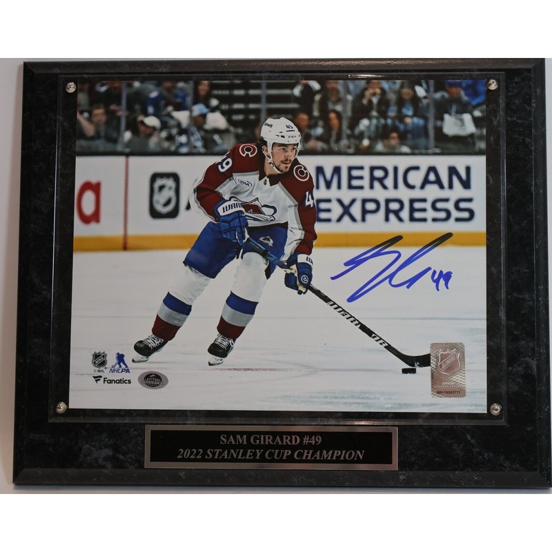Sam Girard Autographed 8×10 Avalanche Action Photo w/Plaque