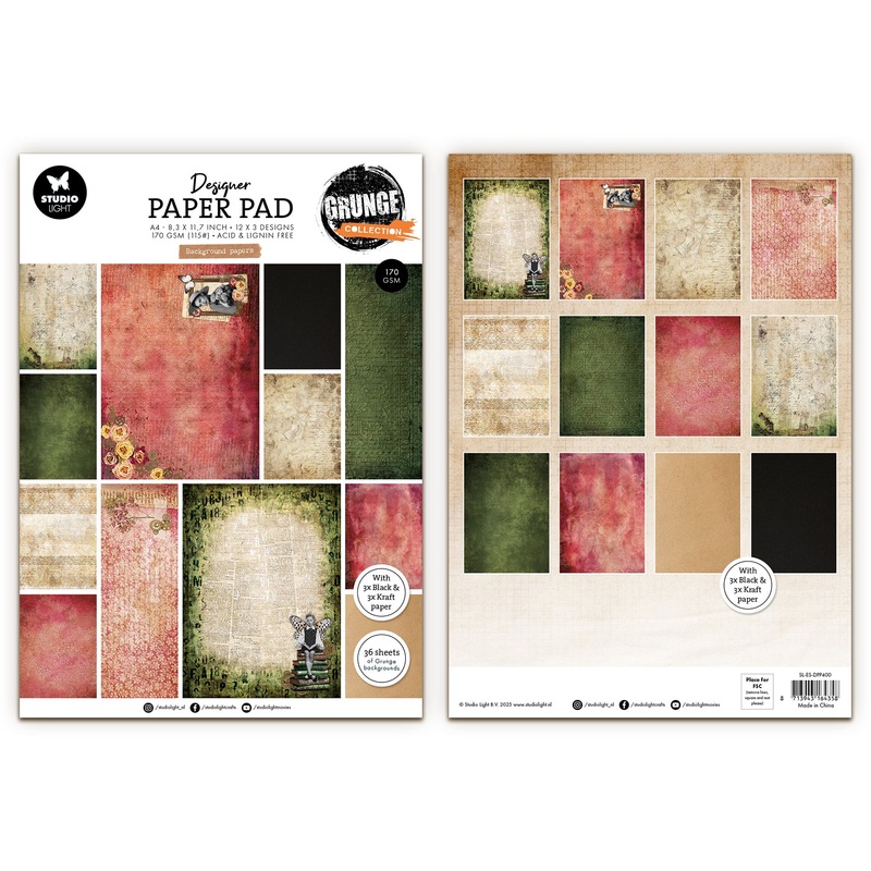 Studio Light Grunge – Designer Paper Pad Background Papers
