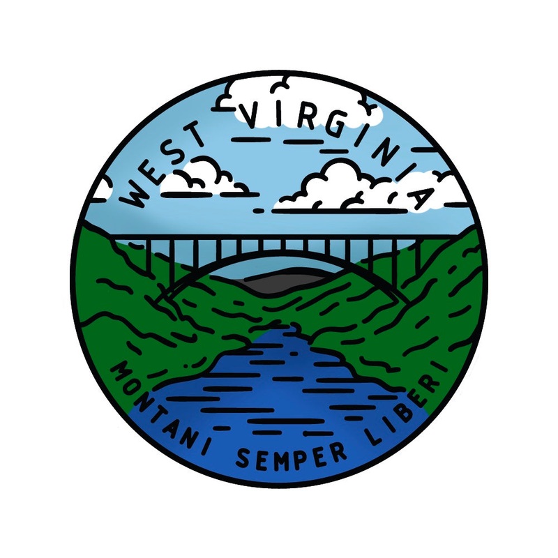50 States Circles – 2×2 Stamp Set – West Virginia