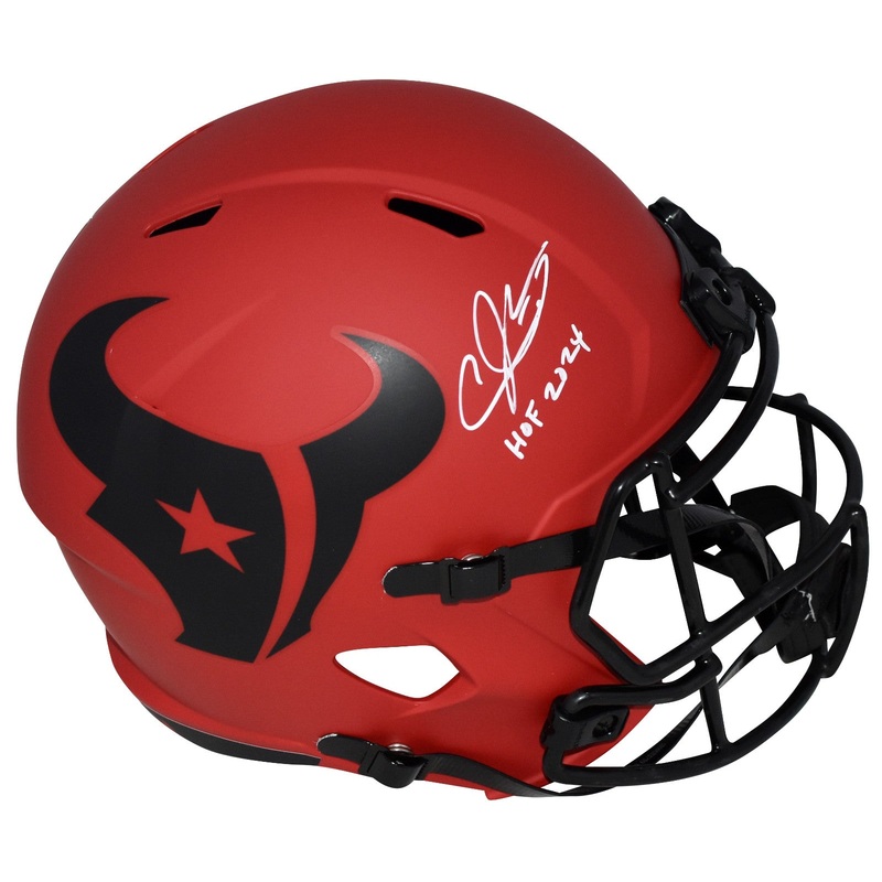ANDRE JOHNSON SIGNED HOUSTON TEXANS RAVE FULL SIZE SPEED HELMET JSA W/ HOF 2024