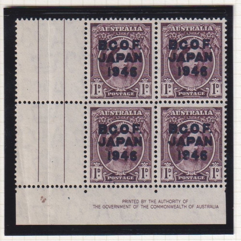AUSTRALIA BCOF 1d  UNMOUNTED MINT IMPRINT BLOCK
