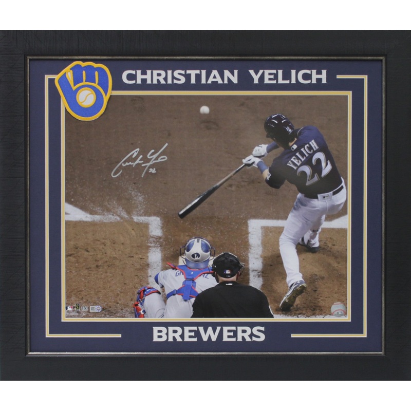 Brewers Christian Yelich Authentic Signed 16×20 Framed Horizontal Photo MLB