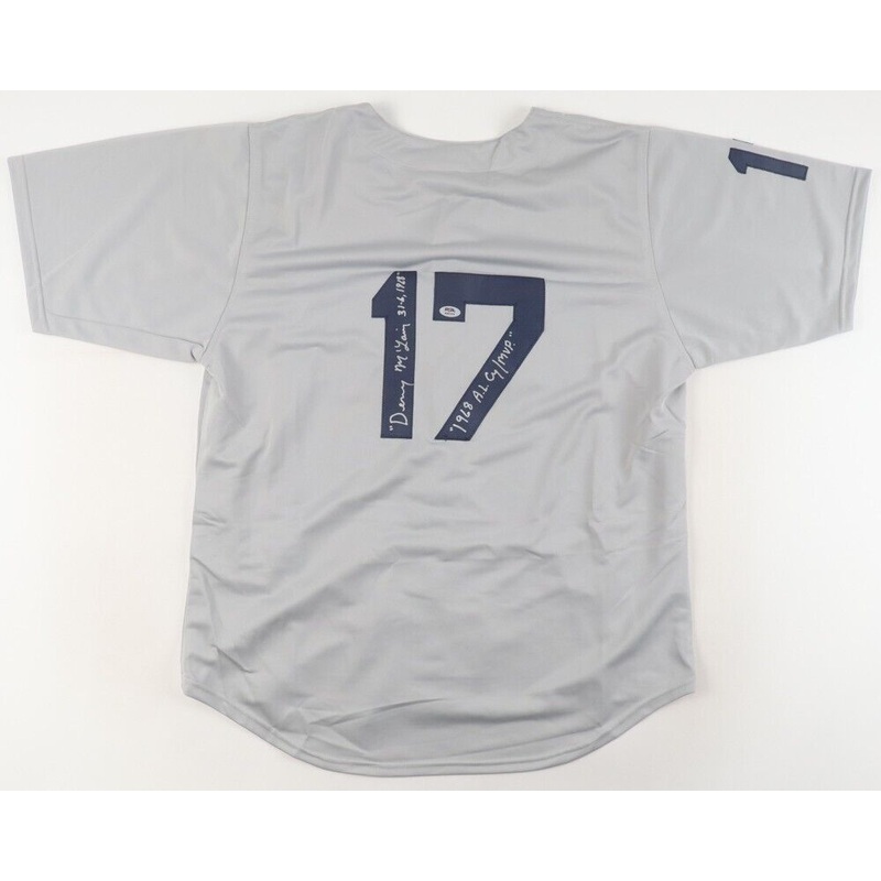 Denny McLain Signed Tigers Jersey Inscribed 31-6, 1968 & 1968 A.L. CY / MVP