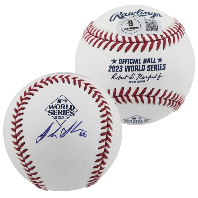 Rangers Josh Sborz Authentic Signed 2023 World Series Logo Baseball BAS #BQ45348