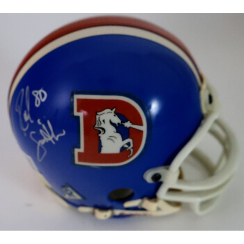 Rod Smith Autographed Denver Broncos D Logo Mini Helmet Beckett COA