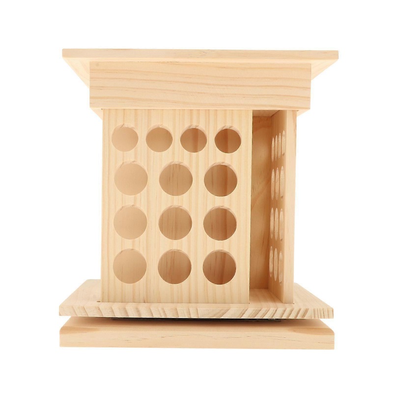 Rotating 52 Slots Essential Oil Bottle Storage Wooden Holder Display Stand