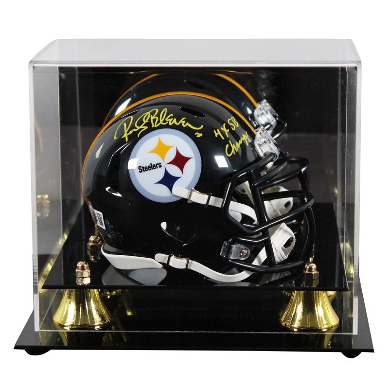 Steelers Rocky Bleier 4x SB Champs Signed Speed Mini Helmet W/ Case BAS Wit