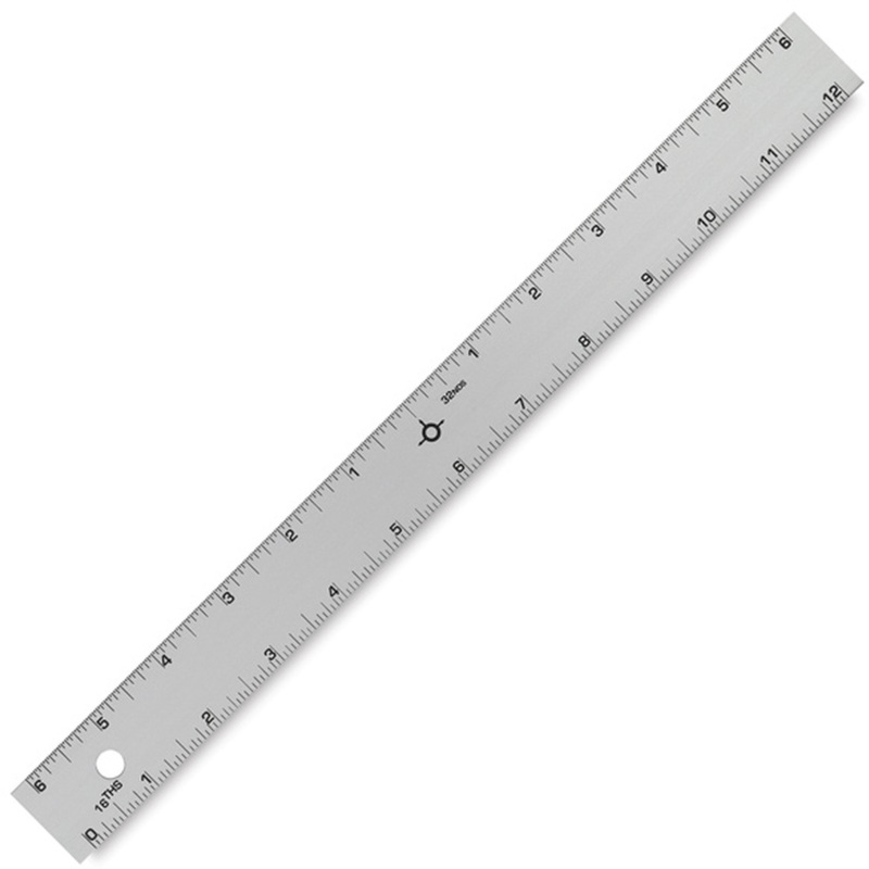 Straight Edge Ruler with Center-Finding Back 12