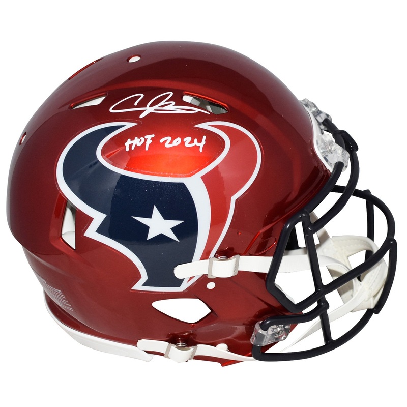 ANDRE JOHNSON SIGNED HOUSTON TEXANS RED AUTHENTIC SPEED HELMET JSA W/ HOF 2024