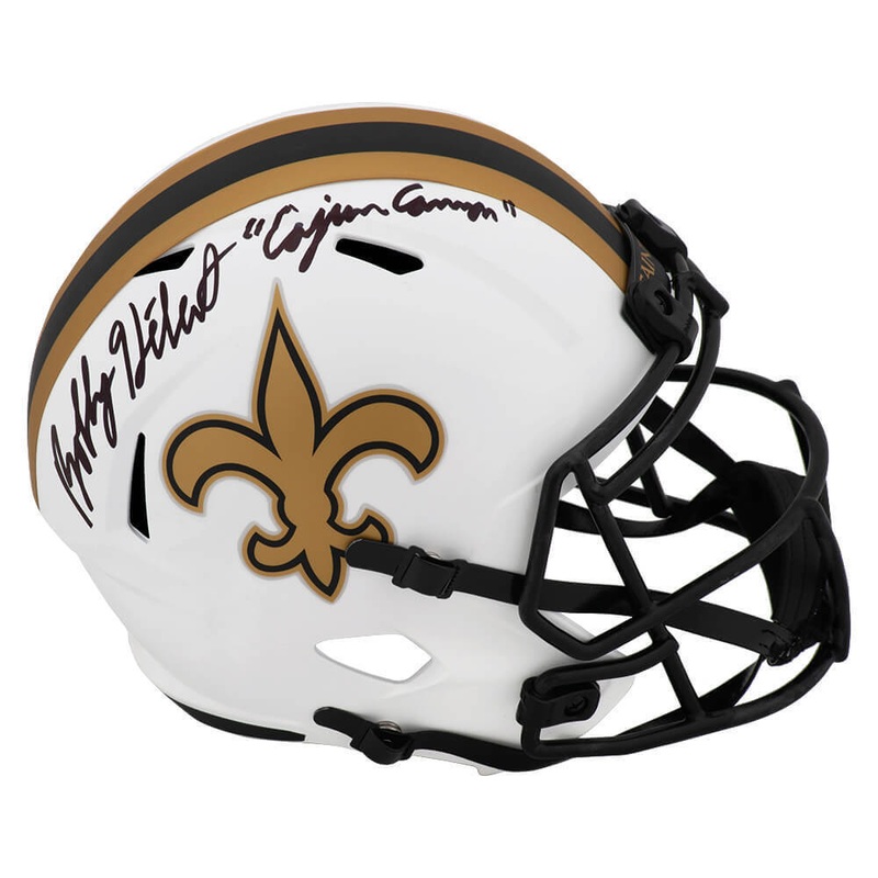 Bobby Hebert Signed Saints LUNAR Riddell F/S Rep Helmet w/Cajun Cannon -(SS COA)