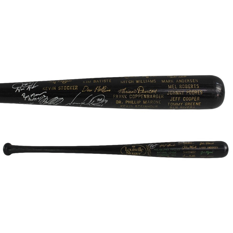 Multi-Signed Philadelphia Custom 93 National League Louisville Slugger Black Bat