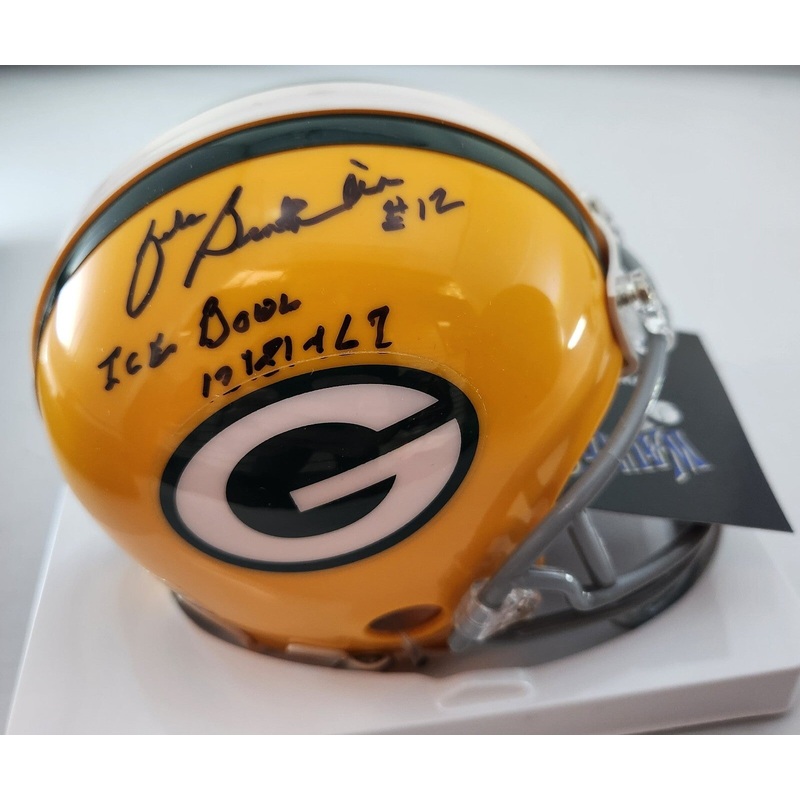 Packers ZEKE BRATKOWSKI Signed Throwback Mini Helmet AUTO w/ Ice Bowl 12/31/67