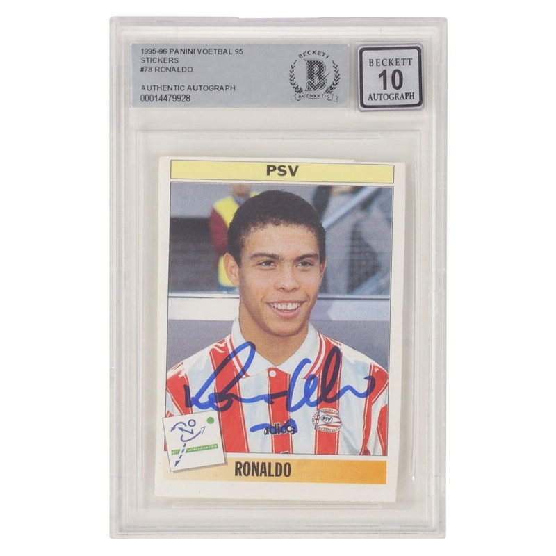 Ronaldo Nazario Signed 1995 Panini Voetbal 95 Rookie Sticker – BGS 10 Autograph