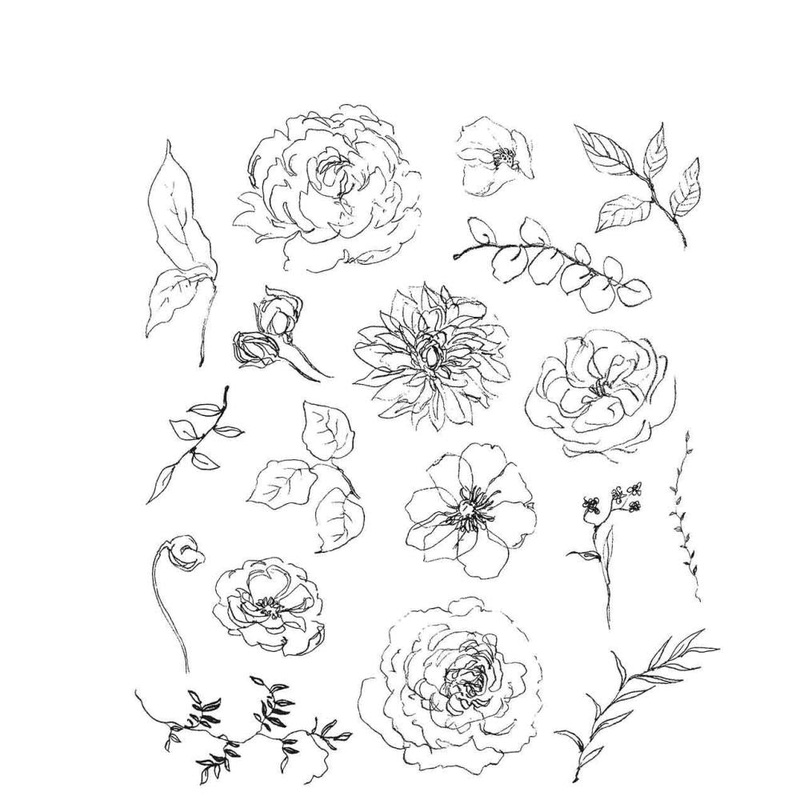 Tim Holtz Cling Stamps 7X8.5 Floral Elements