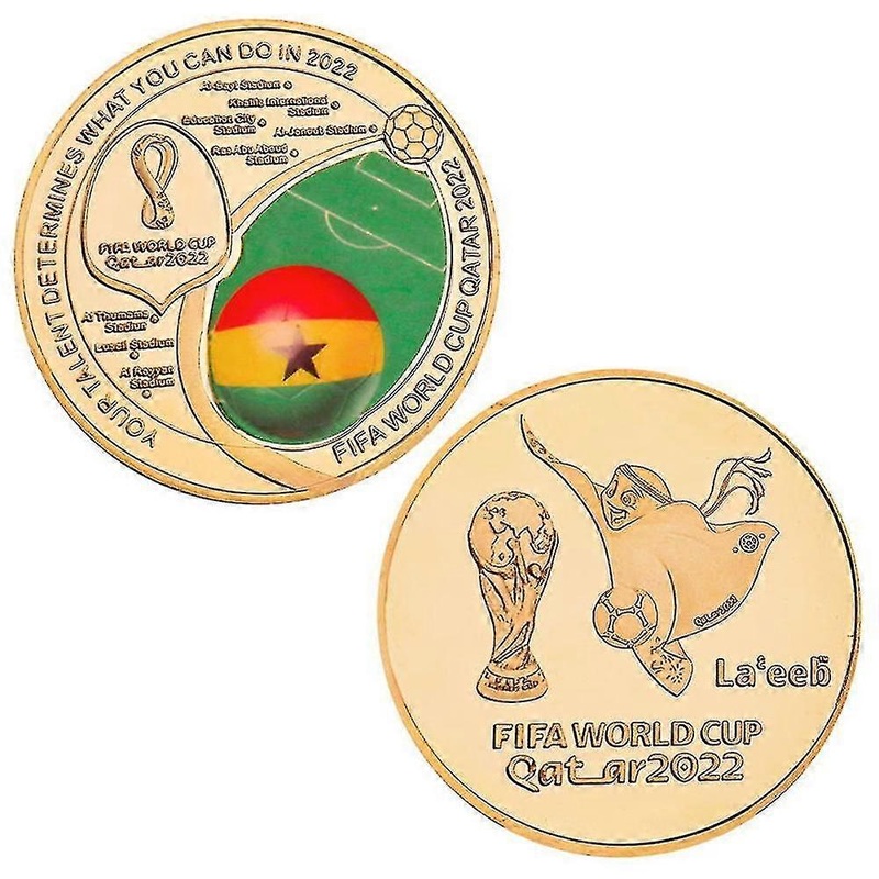 2022 Football World Cup Challenge Commemorative Coin Flag Soccer Souvenir Gift For Fans