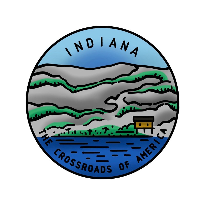 50 States Circles – 2×2 Stamp Set – Indiana