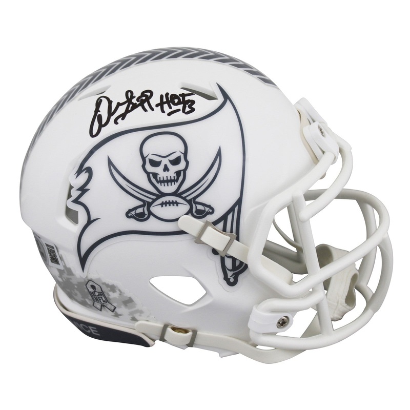 Bucs Warren Sapp HOF 13 Signed Salute To Service III Speed Mini Helmet BAS Wit