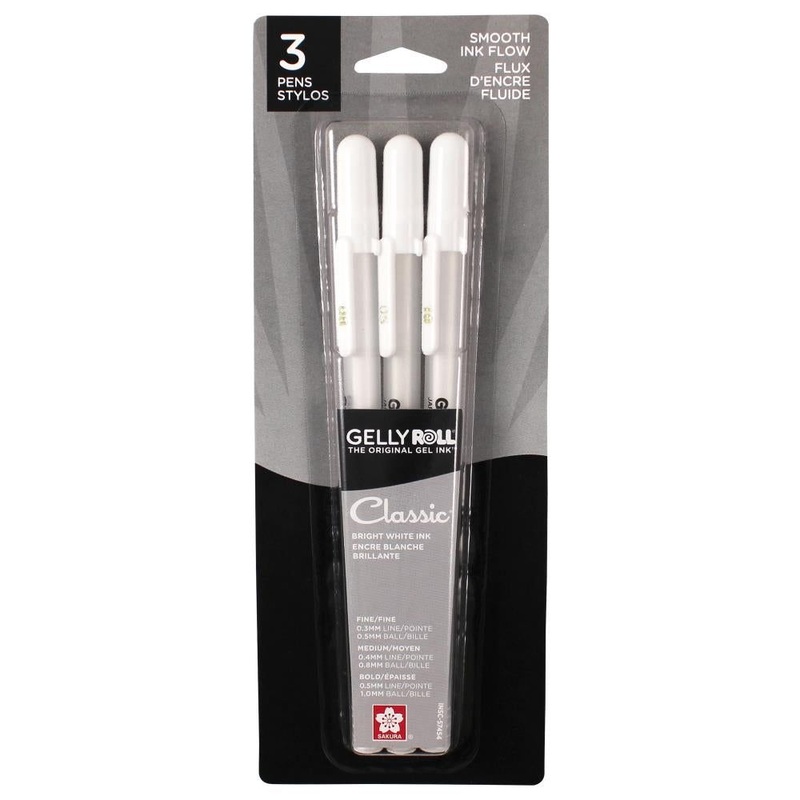 Gelly Roll Classic Point Pens 3/Pkg White – Fine, Med, Bold