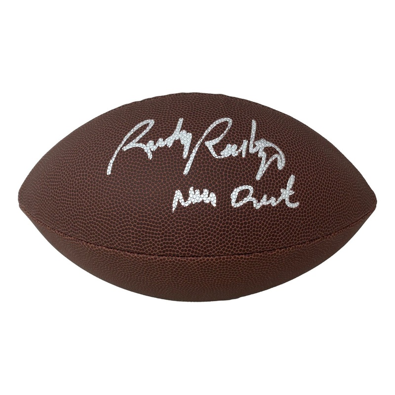 Rudy Ruettiger Notre Dame Signed NFL Wilson Football Never Quit BAS