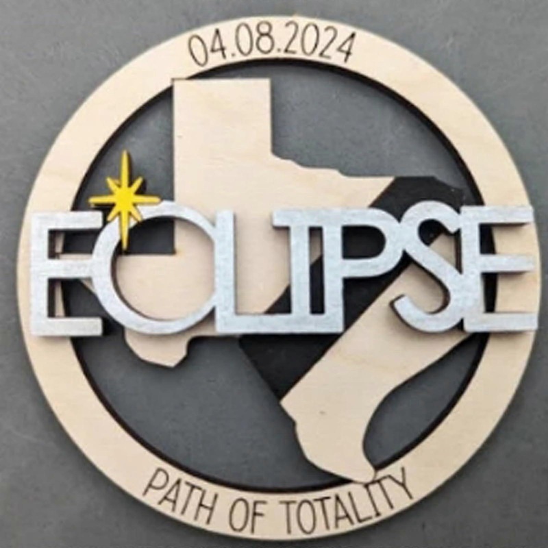 Solar Eclipse 2024 Ornament, Wooden 2024 Eclipse Keepsake, Path of Totality States Ornament, 2024 Solar Eclipse Party Supplies, Eclipse Souvenir – 12