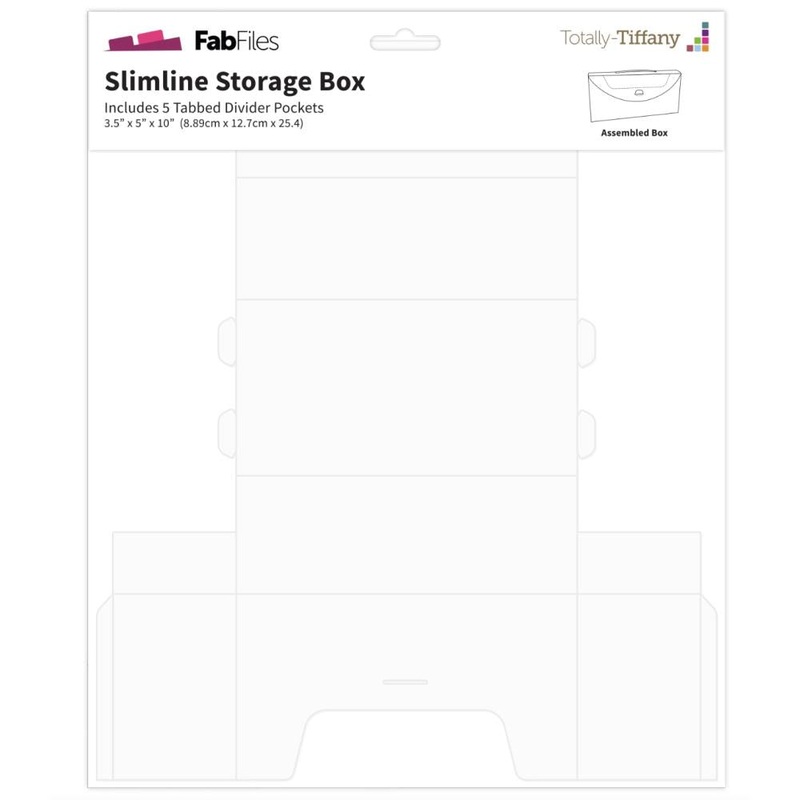 Totally-Tiffany Fab File Slimline Storage Box 3.5X5X10 W/5 Tabbed Dividers