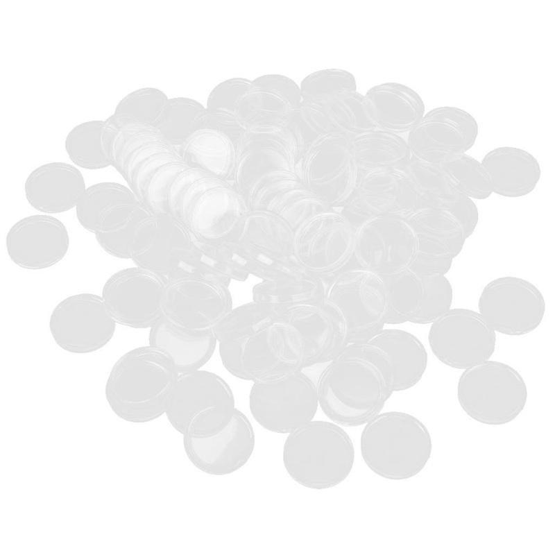 100 Boxed Coin Capsules Coin Case Transparent Color 33mm