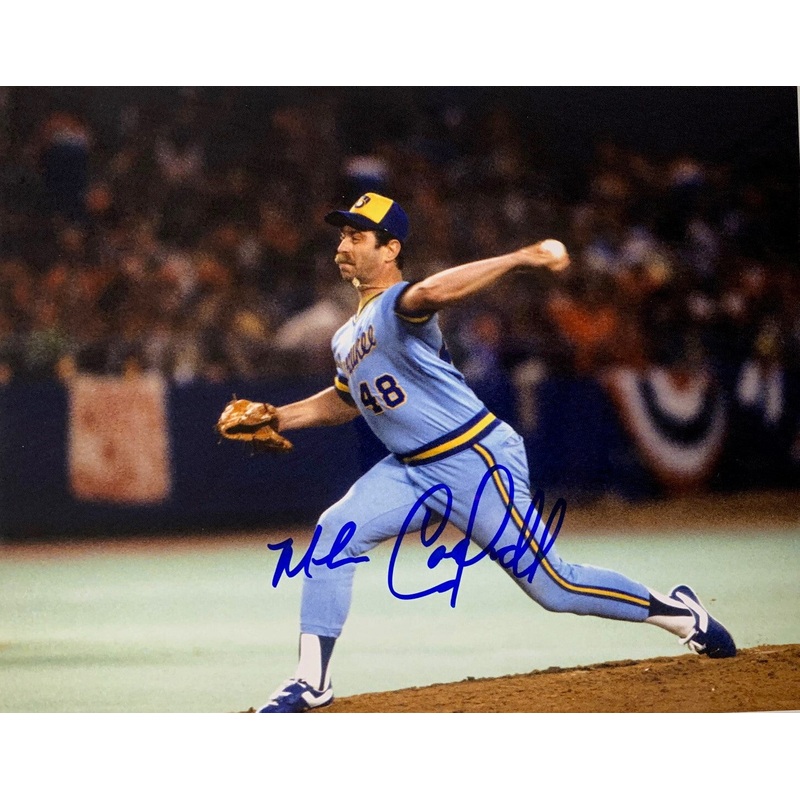 Brewers MIKE CALDWELL Signed 8×10 Action Photo #2 AUTO 1982 World Series