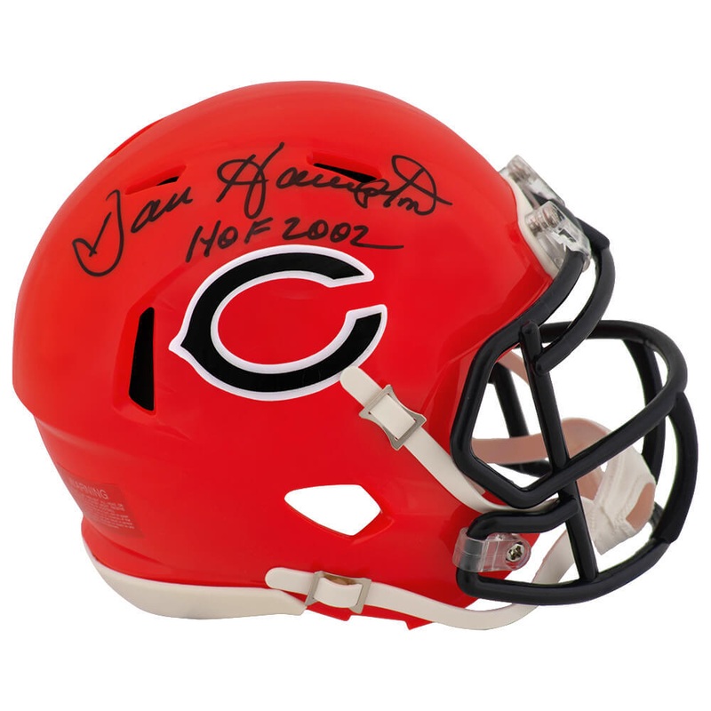 Dan Hampton Signed Bears 2022 Orange Riddell Speed Mini Helmet w/HOF – (SS COA)