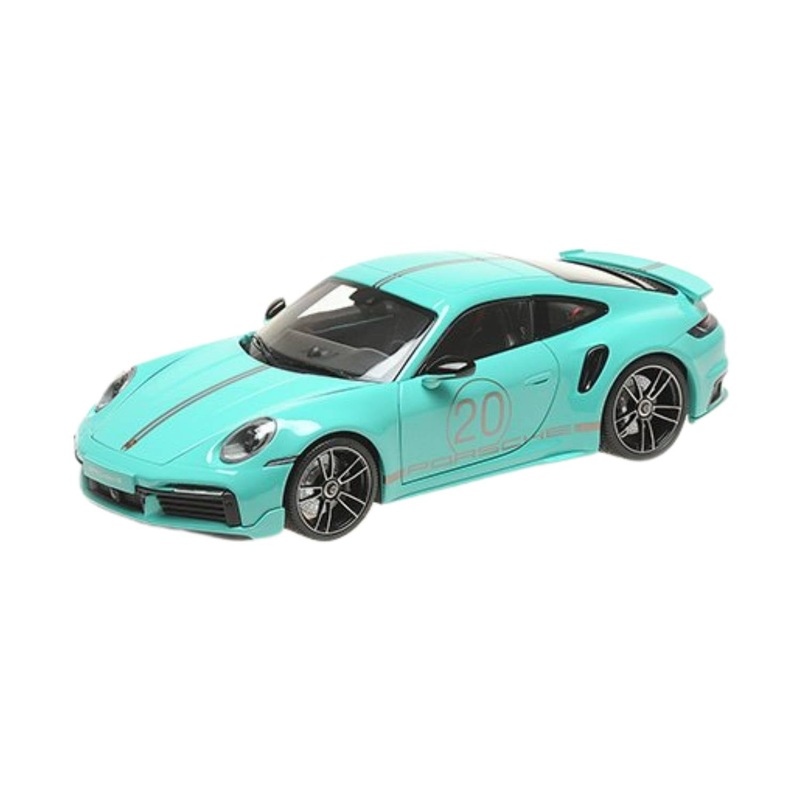 Porsche 911 (992) Turbo S Coupe Sports Design 2021 Green – 1:18 Scale Model Car