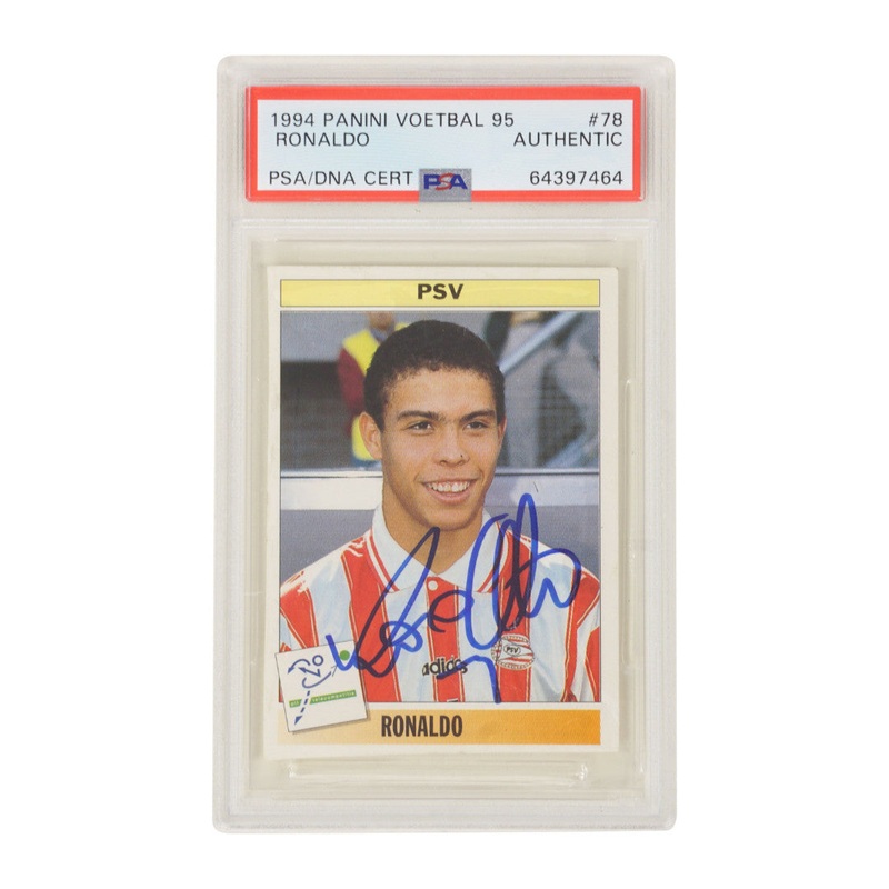 Ronaldo Nazario Signed 1995 Panini Voetbal 95 Rookie Sticker – PSA Authentic