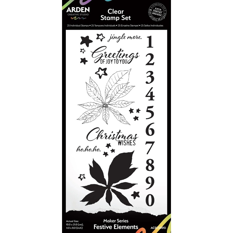 Arden Creative Studio Maker Series Festive Elements 4in x 8in Clear Stamp Set