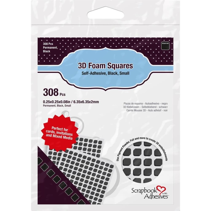 Black 3D Self-Adhesive Foam Squares .25 308/Pkg