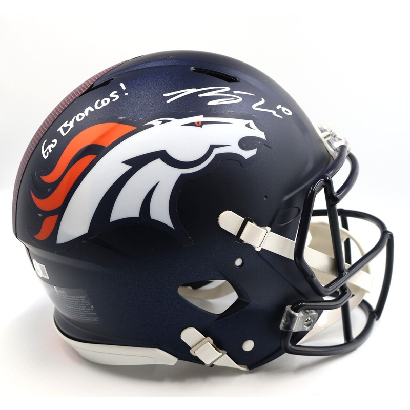 Bo Nix Autographed/Inscribed Go Broncos Navy Broncos Pro Speed Helmet BAS COA
