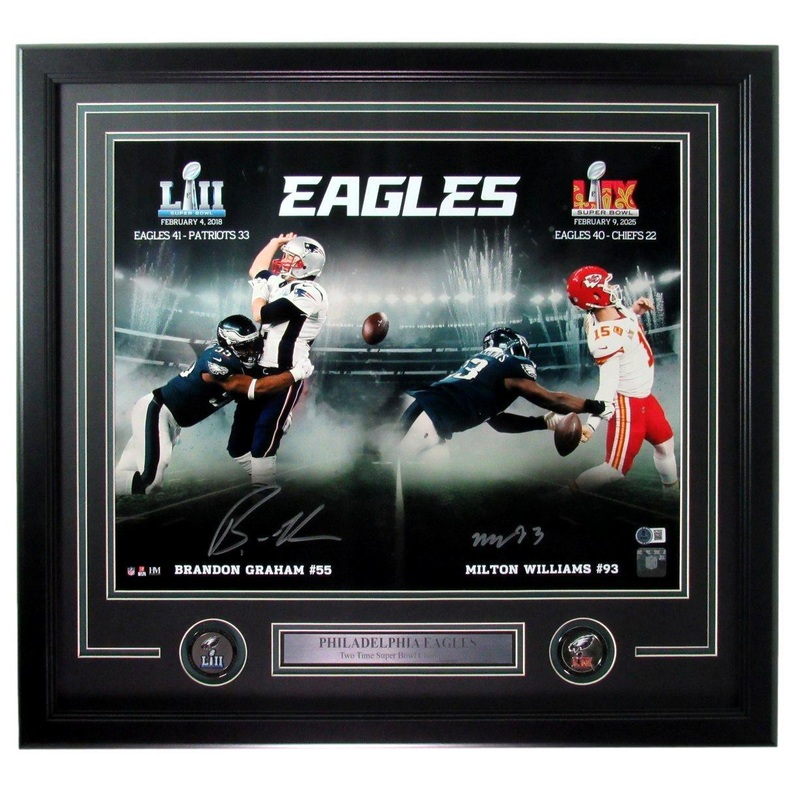 Brandon Graham/Milton Williams Signed 16×20 Photo Eagles SB LIX Framed JSA