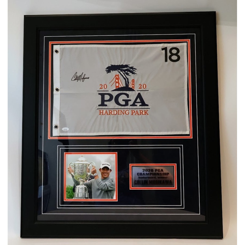 Collin Morikawa Autographed PGA Championship Flag Framed JSA COA