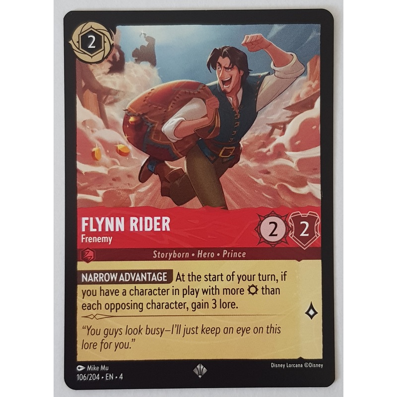 Disney Lorcana Ursula’s Return Flynn Rider Frenemy #106/204 Super Rare Trading Card